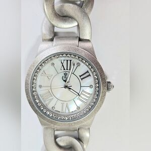 Premier Designs Women's Mother Of Pearl And Rhinestone Watch